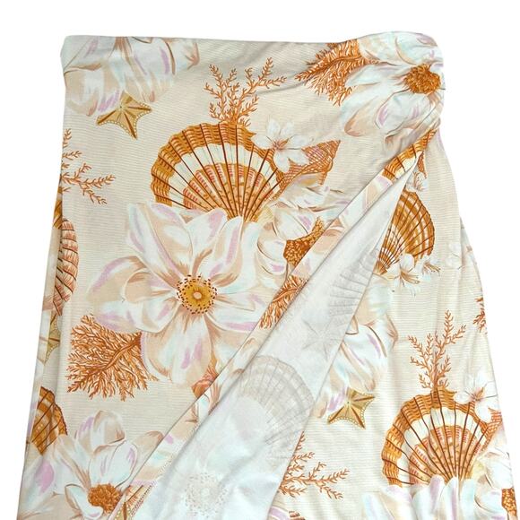Farm Rio Getaway Seashell Faux Wrap Midi Skirt Size M - Picture 5 of 10